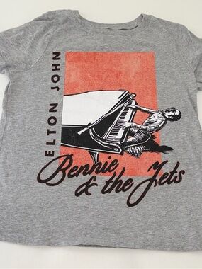 Elton John Bennie & The Jets Graphic Tee Heather Gray Crewneck Short Sleeve